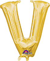 Gold Letter "V" Mylar 16 Inch Balloon